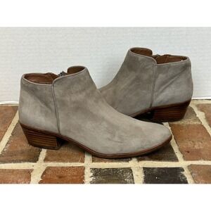 Sam Edelman Petty Ankle Boots Tan Suede Block Heel Zip Womens Size‎ 8 Bootie